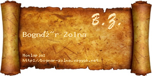 Bognár Zolna névjegykártya